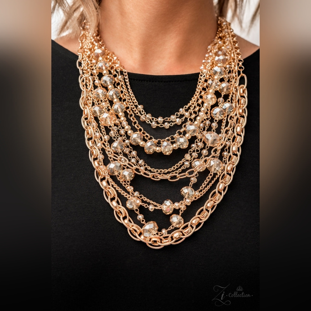Luxurious Gold and Crystal Necklace